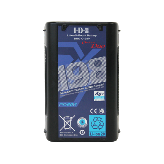 【IDX】193Wh High-Load Li-Ion V-Mount Battery with 2 D-Tap and USB-PD