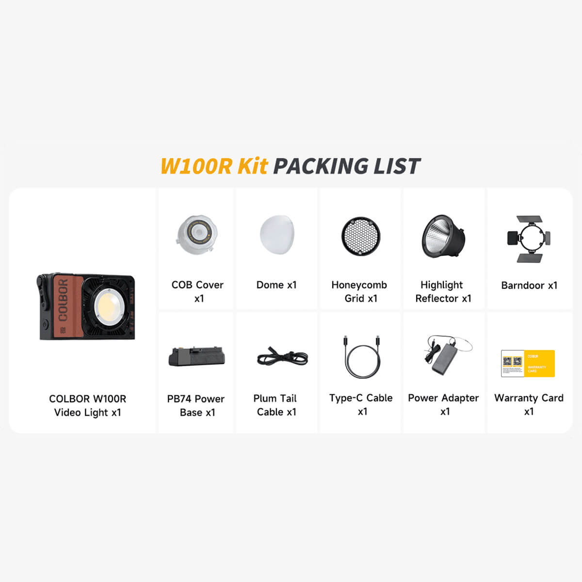 【Colbor】W100R with Battery Base & Light Reflector Kit