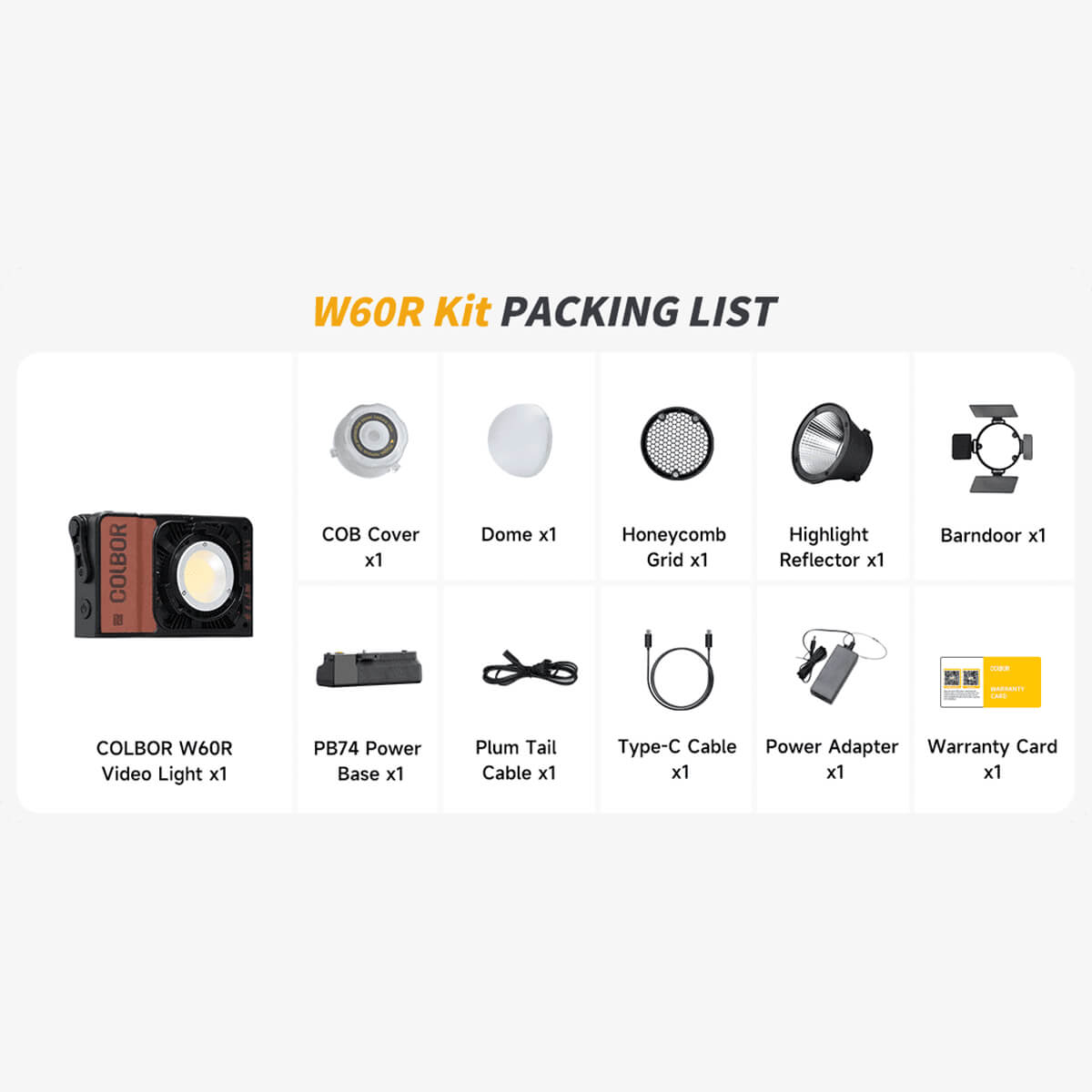 【Colbor】W60R with Battery Base & Light Reflector Kit