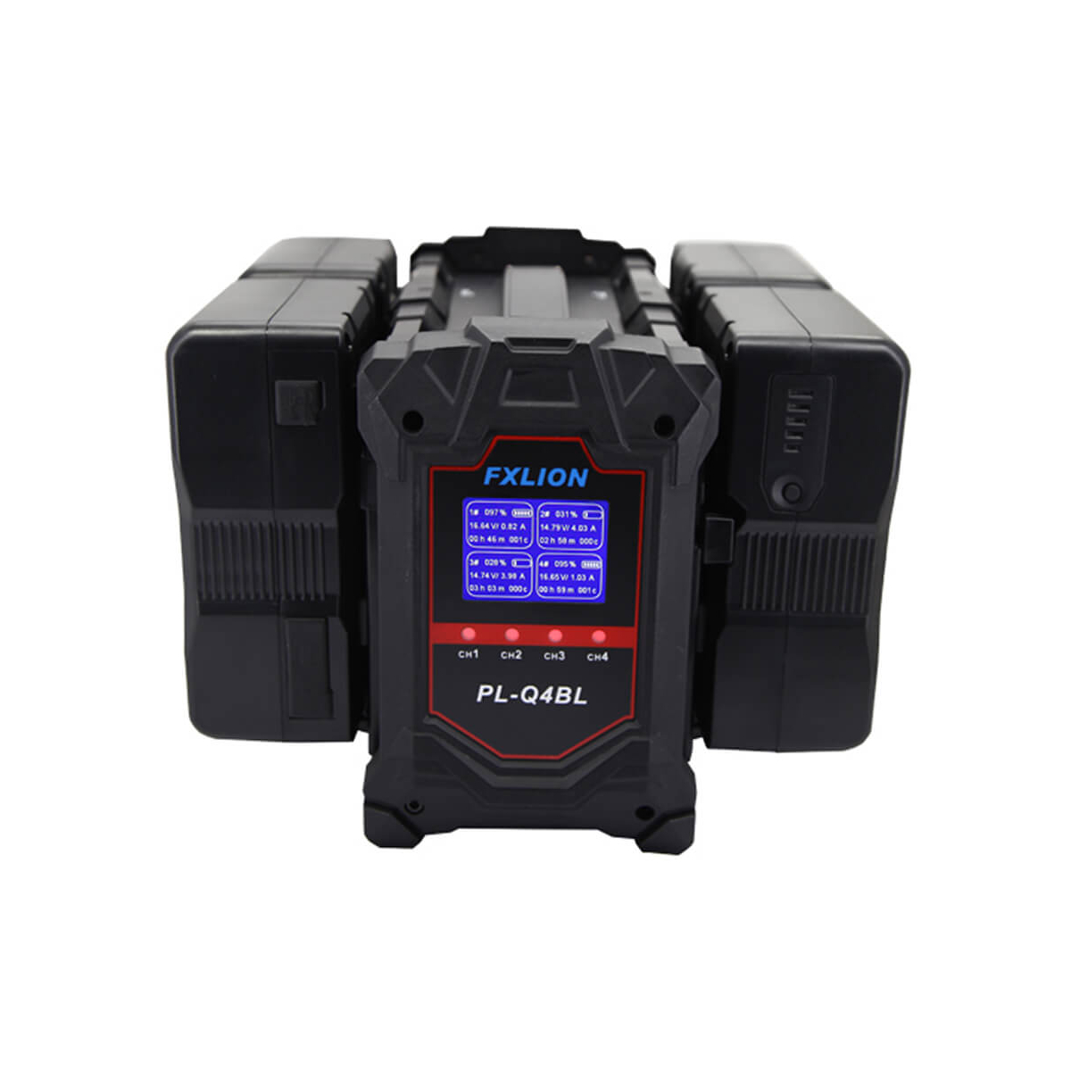 【Fxlion】PL-Q4BL 4-Channel V-Mount Smart Charger with LCD Screen