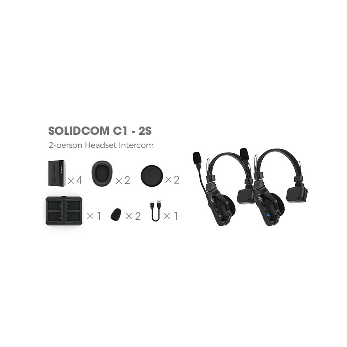 【Hollyland】Solidcom C1 Full-Duplex Wireless Intercom System with 2 Headsets
