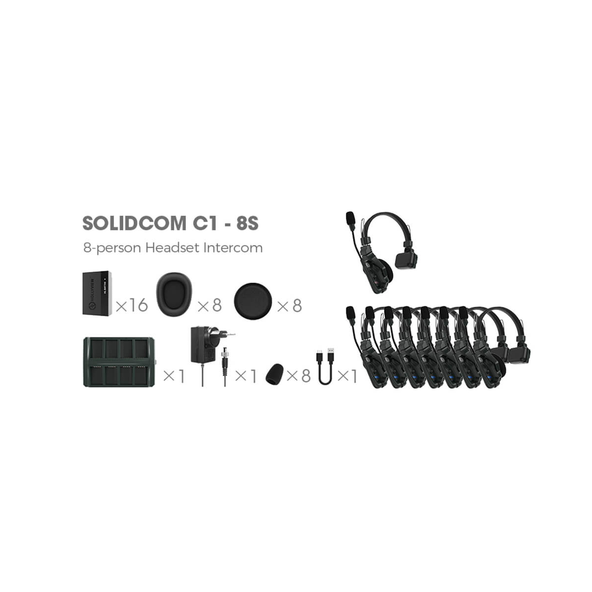 【Hollyland】Solidcom C1 Full-Duplex Wireless Intercom System with 8 Headsets