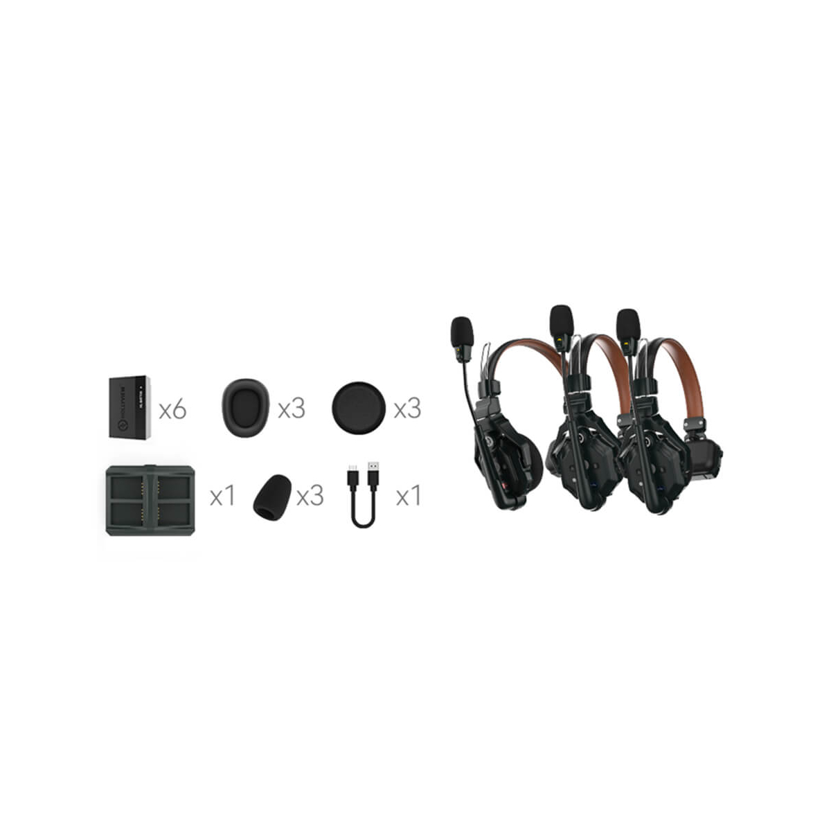 【Hollyland】Solidcom C1 Pro Full-Duplex ENC Wireless Intercom System with 3 Headsets