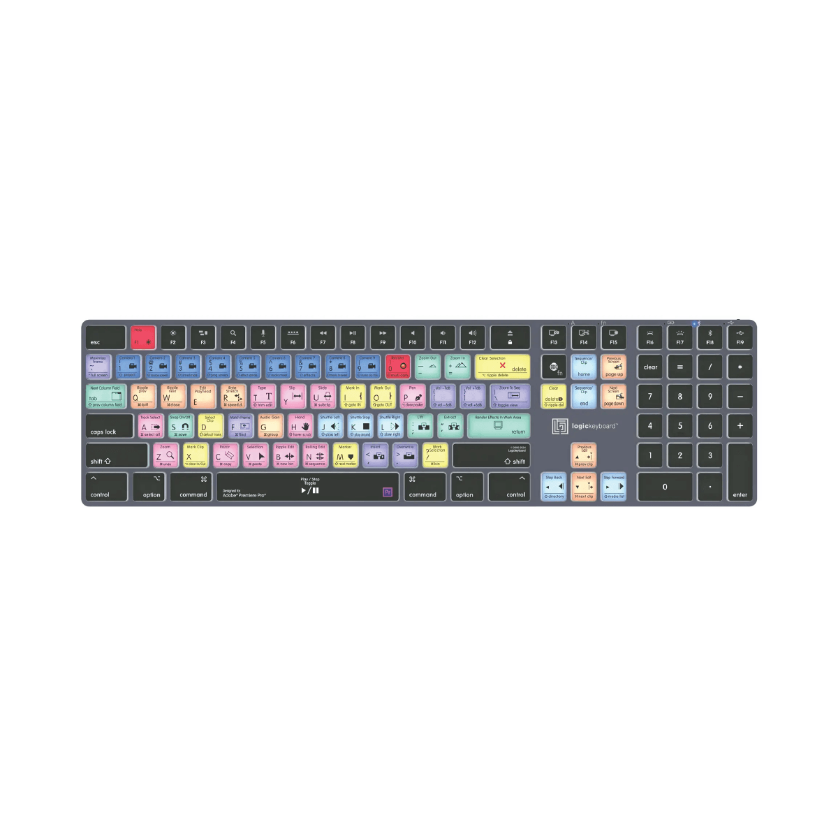 【Logickeyboard】Adobe Premiere Pro CC Titan wireless Backlit Keyboard - Mac