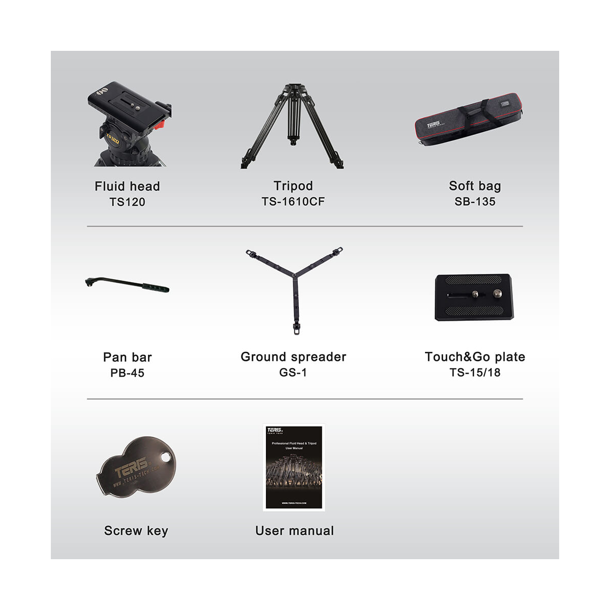 【Teris】TS120CF Fluid Head & Tripod Kit