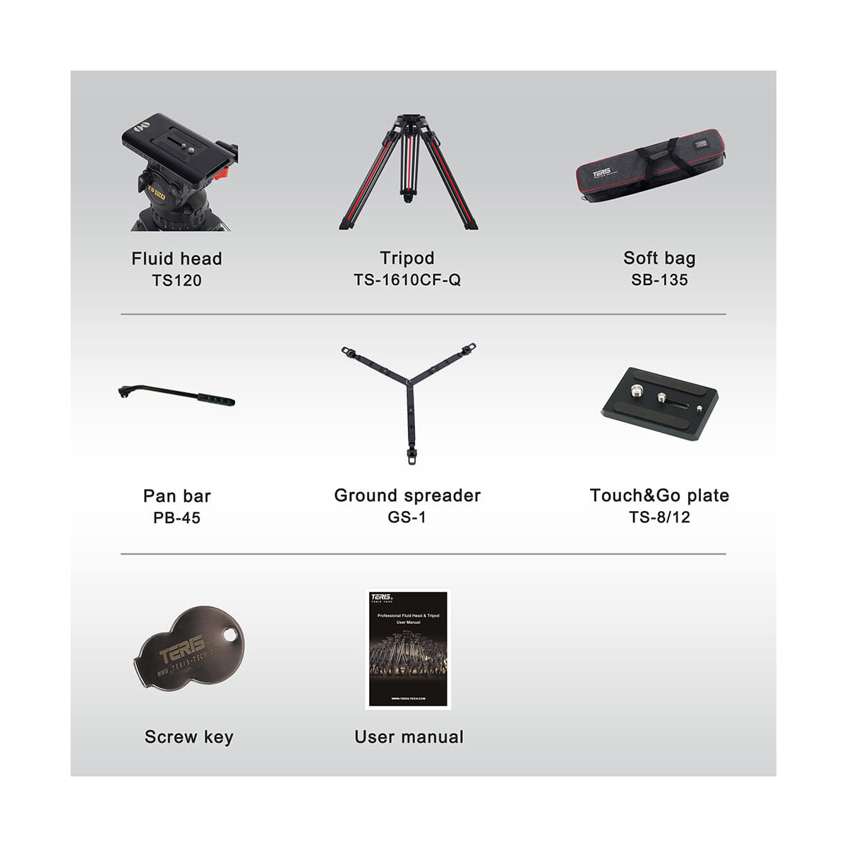 【Teris】TS120CF-Q Fluid Head & Tripod Kit