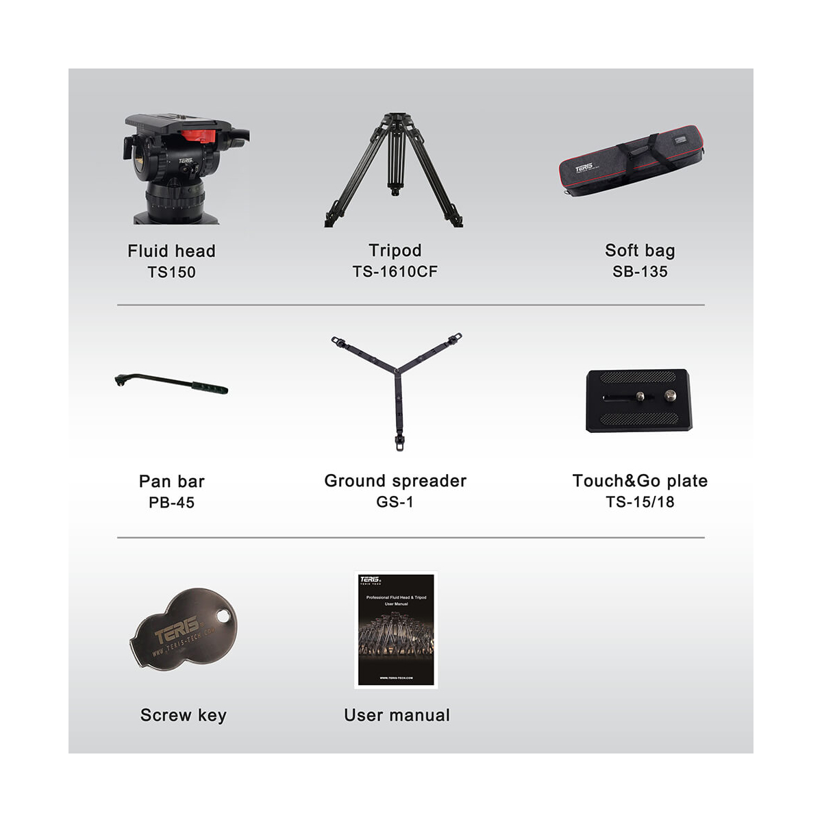 【Teris】TS150CF Fluid Head & Tripod Kit