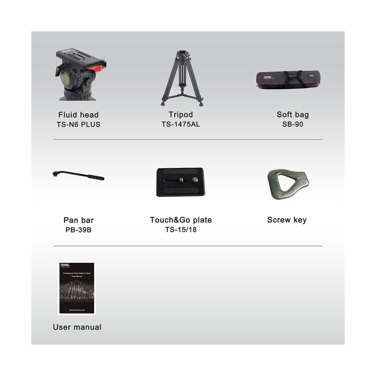【Teris】TSN6AL PLUS Fluid Head & Tripod Kit