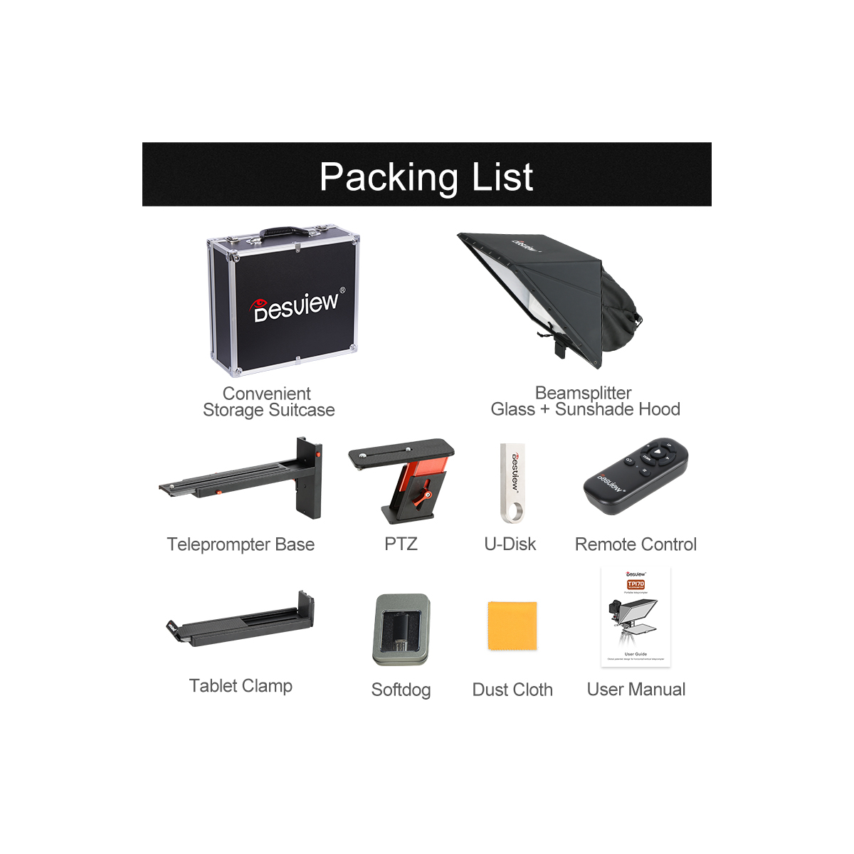 【Desview】TP170 Smartphone/tablet Portable Teleprompter
