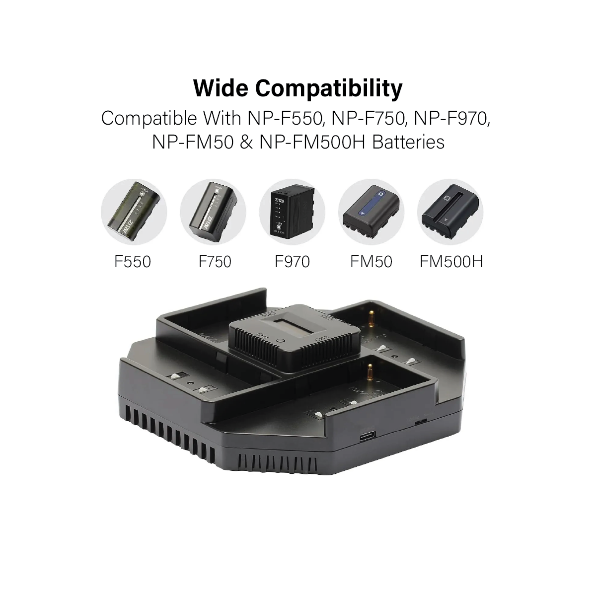 【Zitay】NP-F 4-Channel 100W High Power Battery Charger Fast Quad Charge with PD adaptor