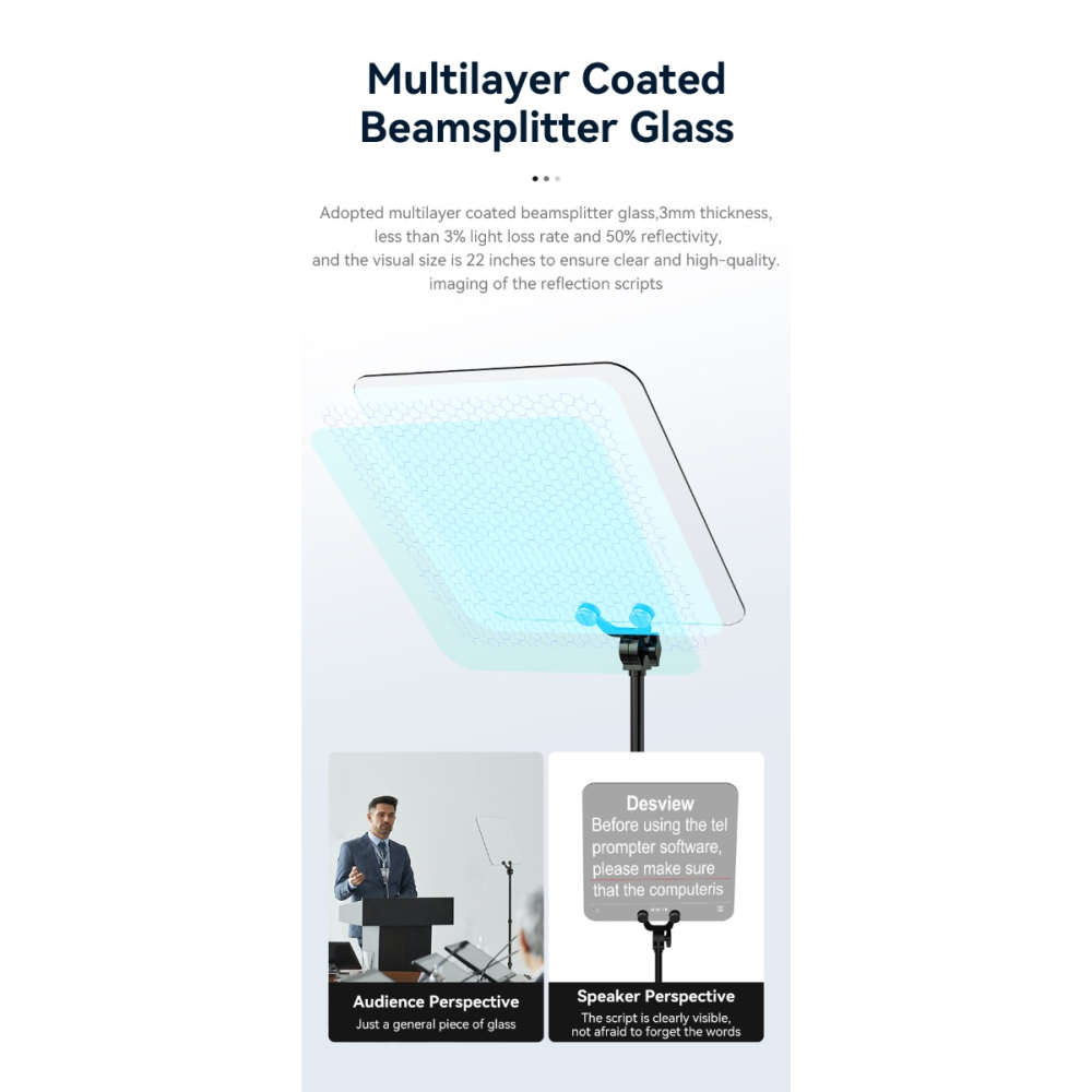 【Desview】TP300 19'' Portable Teleprompter