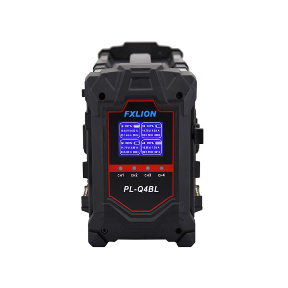 【Fxlion】PL-Q4BL 4-Channel V-Mount Smart Charger with LCD Screen