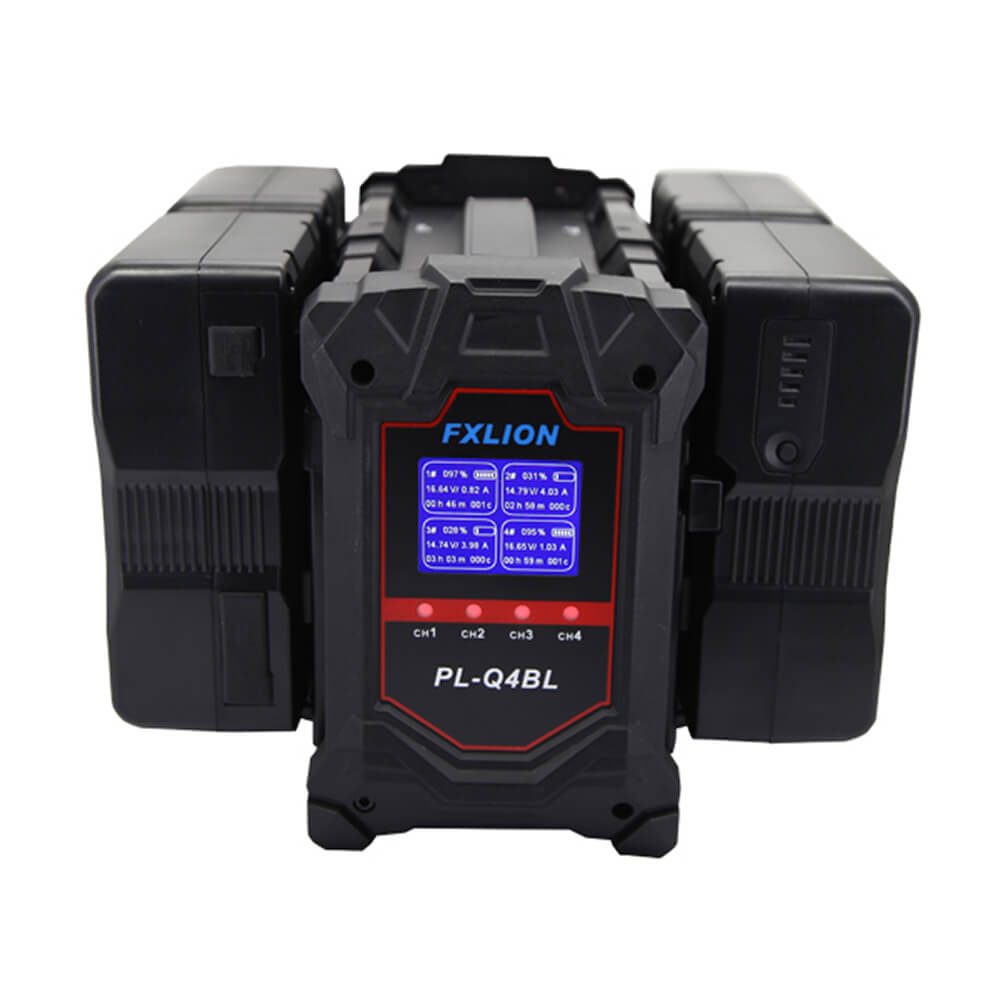 【Fxlion】PL-Q4BL 4-Channel V-Mount Smart Charger with LCD Screen