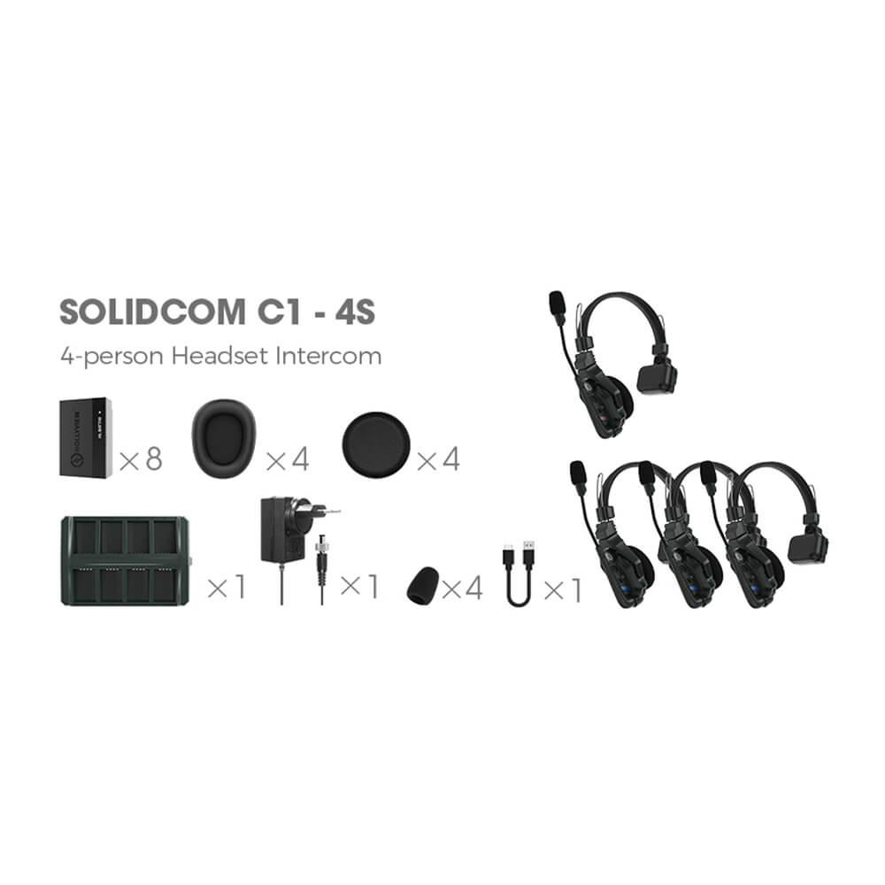 【Hollyland】Solidcom C1 Full-Duplex Wireless Intercom System with 4 Headsets