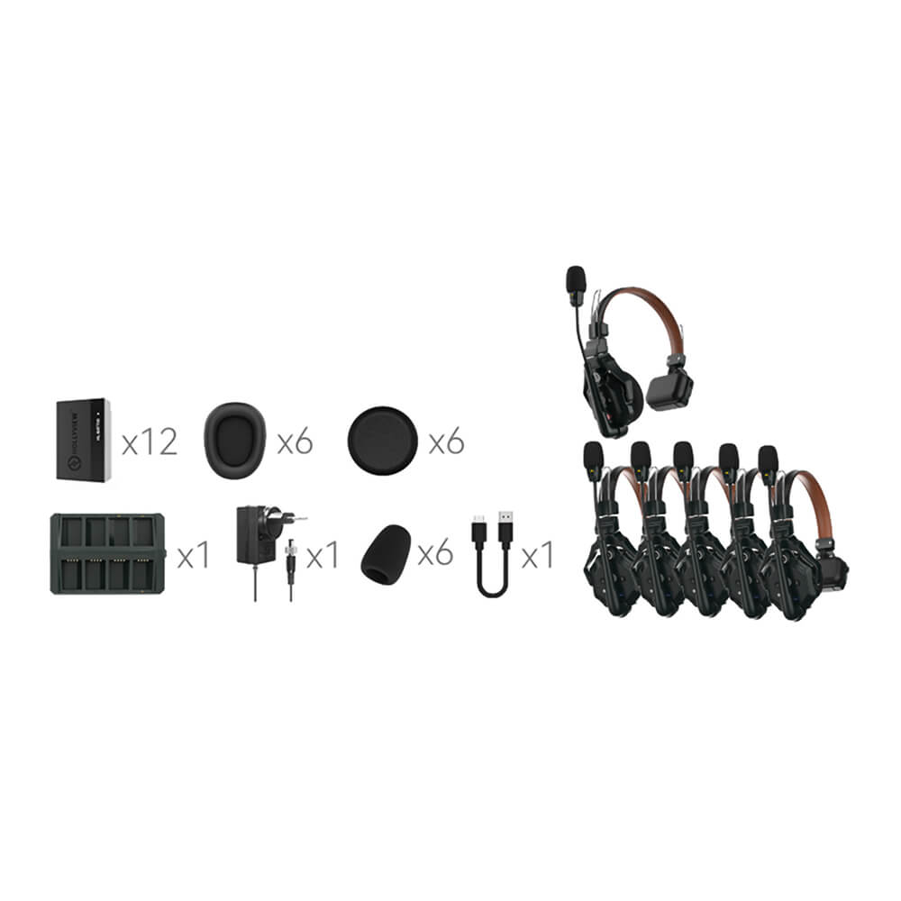 【Hollyland】Solidcom C1 Pro Full-Duplex ENC Wireless Intercom System with 6 Headsets