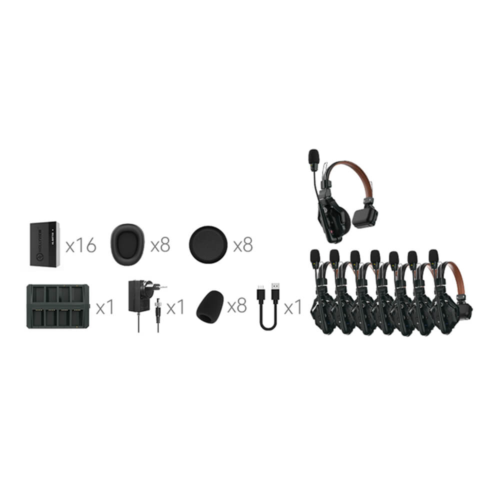 【Hollyland】Solidcom C1 Pro Full-Duplex ENC Wireless Intercom System with 8 Headsets