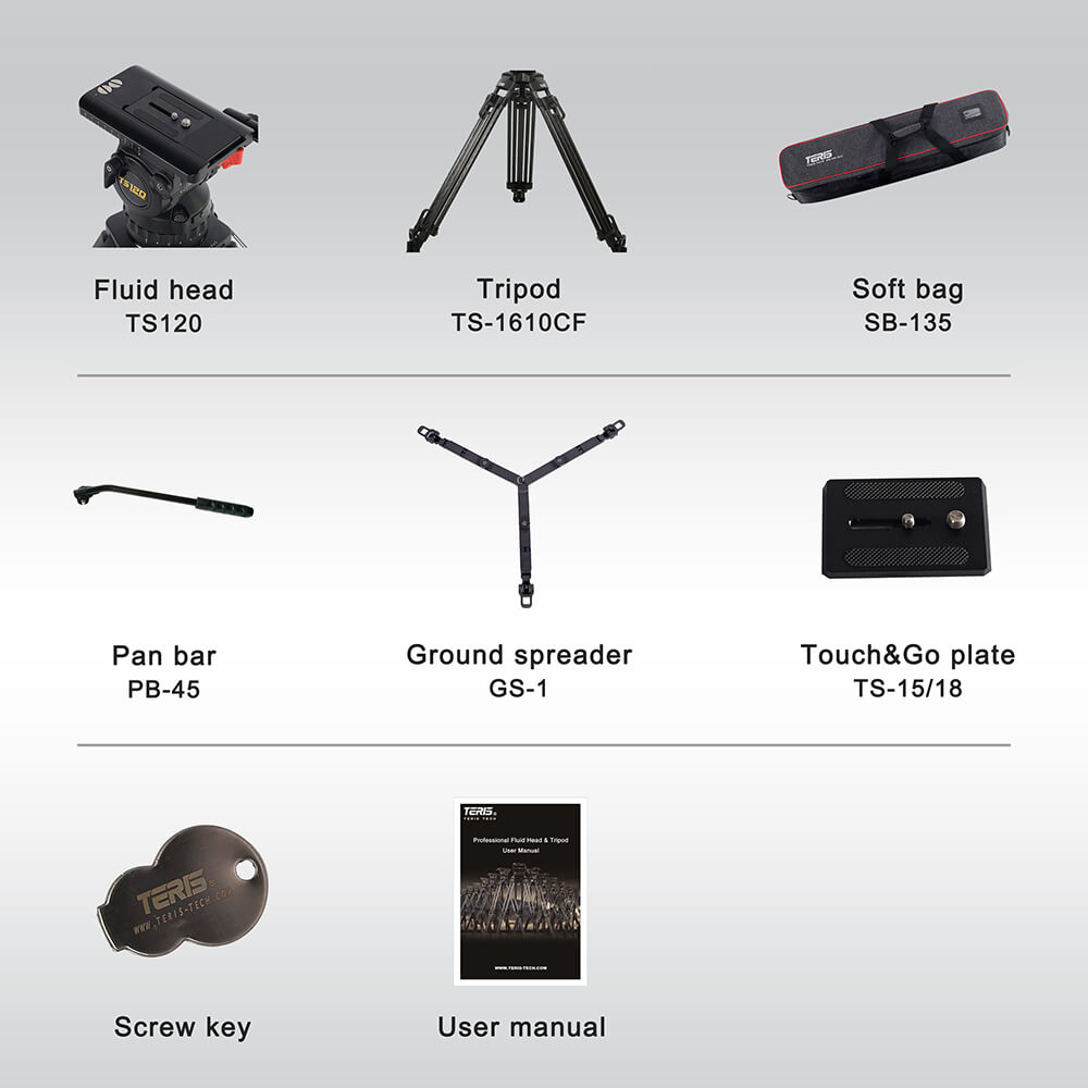 【Teris】TS120CF Fluid Head & Tripod Kit