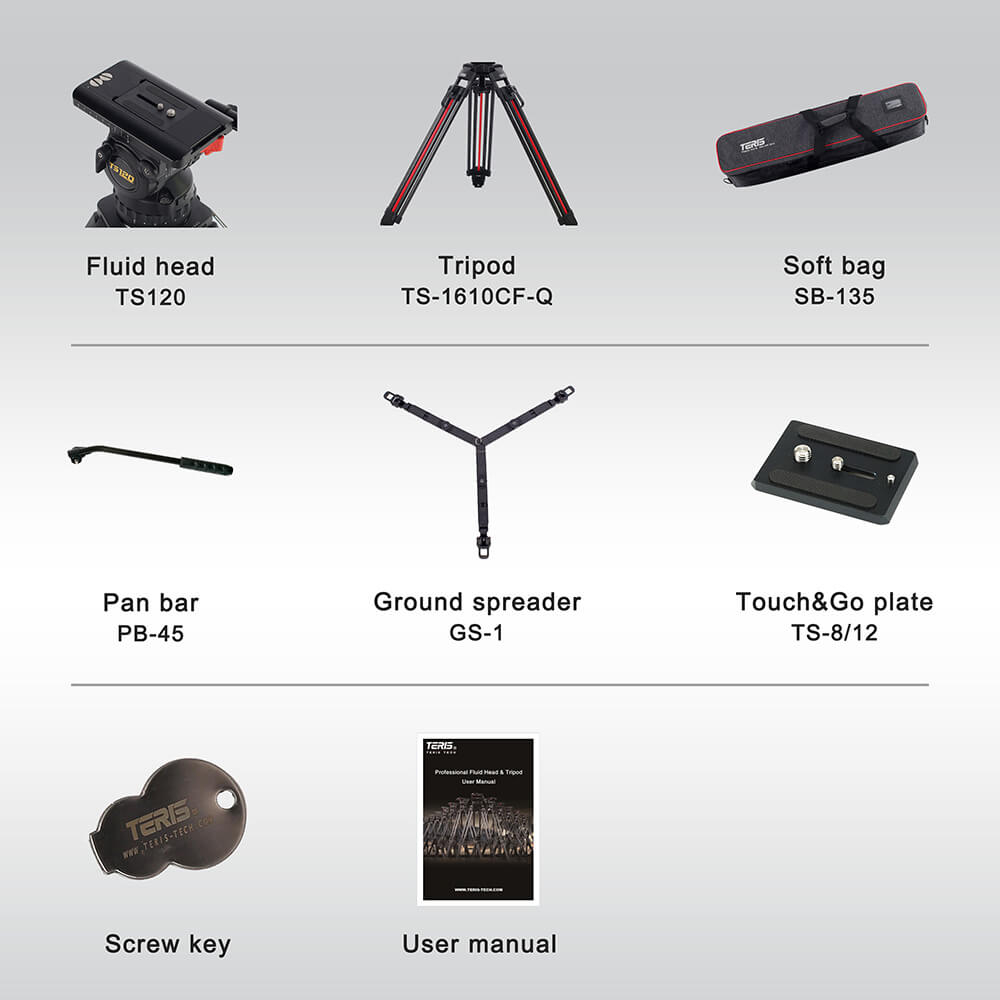 【Teris】TS120CF-Q Fluid Head & Tripod Kit