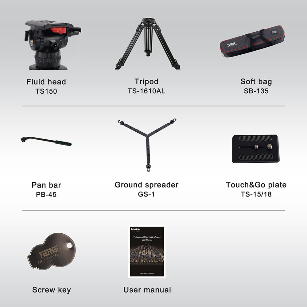 【Teris】TS150AL Fluid Head & Tripod Kit