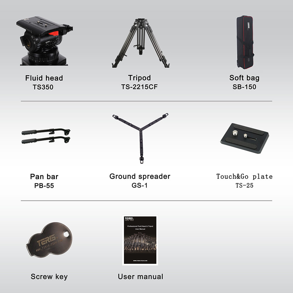 【Teris】TS350CF Fluid Head & Tripod Kit