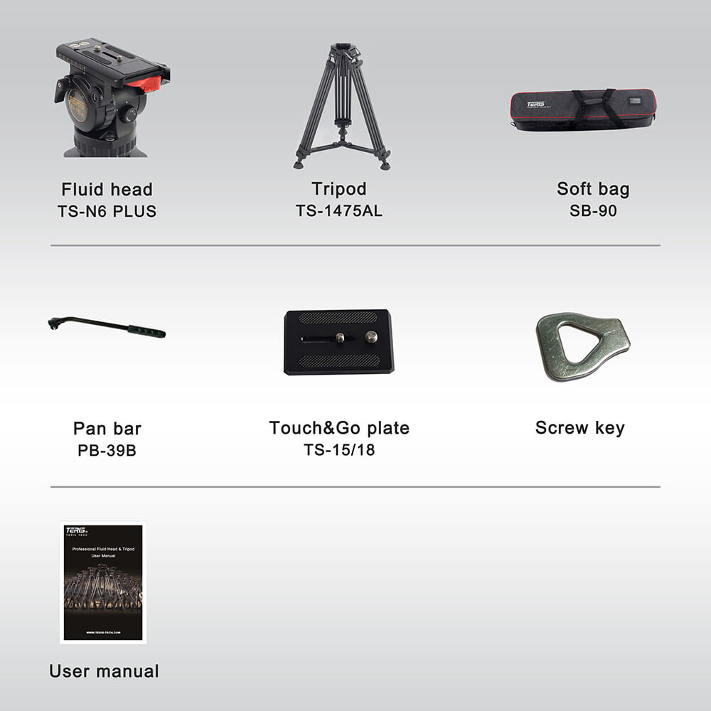【Teris】TSN6AL PLUS Fluid Head & Tripod Kit