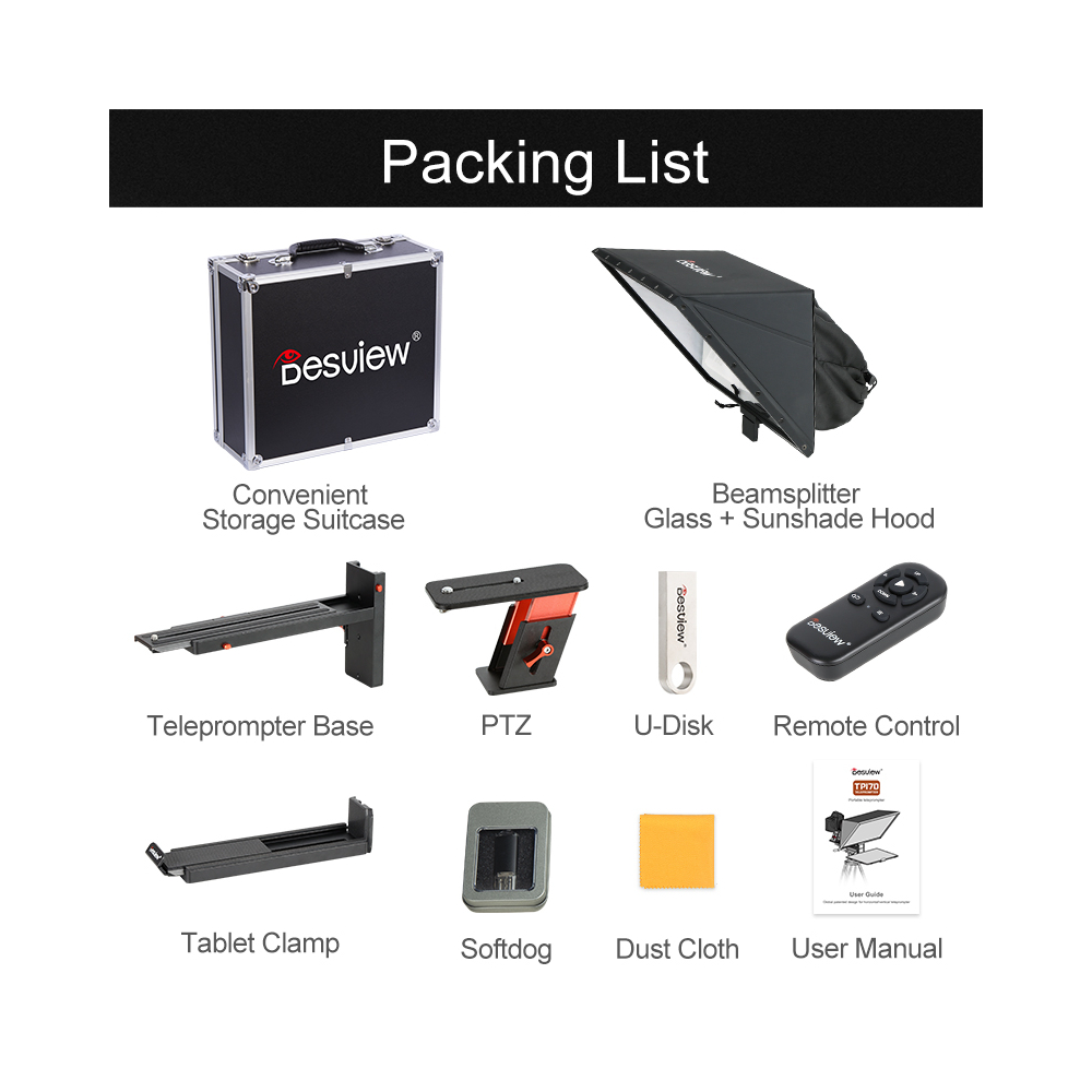 【Desview】TP170 Smartphone/tablet Portable Teleprompter