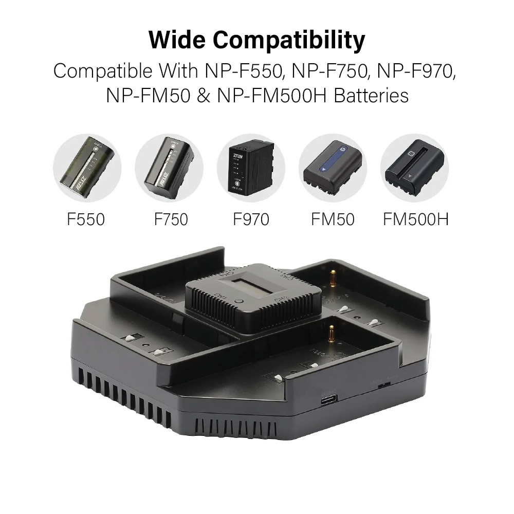 【Zitay】NP-F 4-Channel 100W High Power Battery Charger Fast Quad Charge with PD adaptor